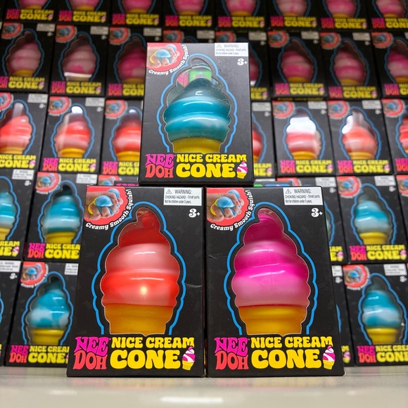 Schylling Needoh Other - NeeDoh Nice Cream Cone SET OF 3 Nee Doh Ice Cream Cone Toy Pink Orange Blue NEW